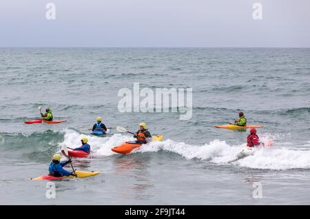 Garrettstown, Cork, Ireland. 19th April, 2021. Students from Kinsale College of Further Education doing assessments in Kayaking as part of their Instructor Training Course at Garrettstown, Co. Cork, Ireland.  - Credit; David Creedon / Alamy Live News Stock Photo