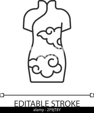 Cheongsam outline vector icon. Thin line black cheongsam icon, flat ...