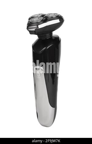 Cordless electric shaver side view. Modern cordless shaving machine isolated on white background. Stock Photo
