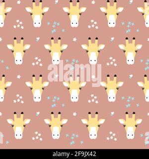 Giraffe head seamless pattern. Vector illustration design for fashion fabrics, animal textile graphics, prints, wallpapers and other uses. Stock Vector