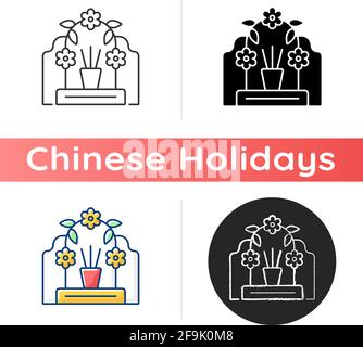 Tomb sweeping day icon Stock Vector