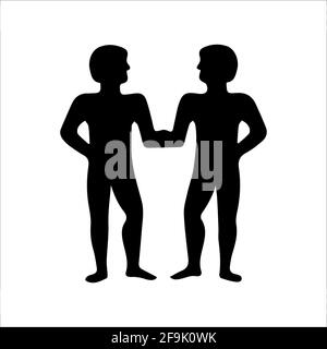 twin brothers black silhouette Gemini vector illustration isolated
