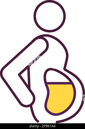 Overweight and obesity development RGB color icon Stock Vector