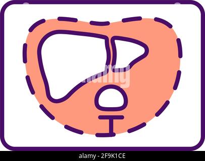 Liver exam RGB color icon Stock Vector