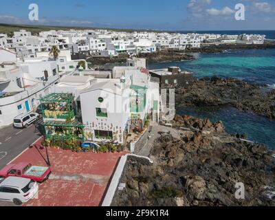 Aerial view at the village of Punta Mujeres on Lanzarote island in Spain Stock Photo
