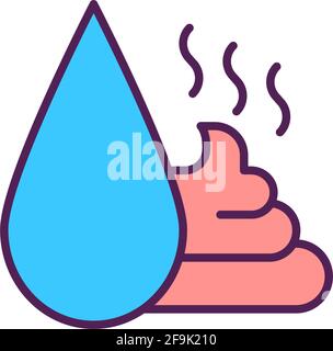 Water contamination with human feces RGB color icon Stock Vector