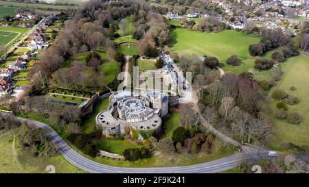 Arial view of Walmer Castle, Walmer, Kent Stock Photo