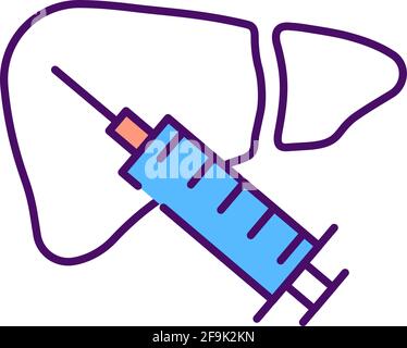 Hepatitis vaccination RGB color icon Stock Vector