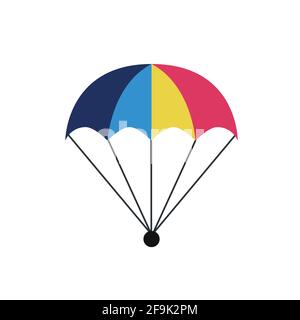 Parachute icon isolated on white background. Parcel with parachute for shipping. Delivery service, air shipping concept, bonus. Stock Vector