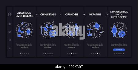 Hepatic illness types onboarding vector template Stock Vector
