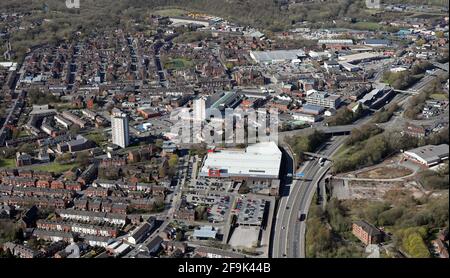 aerial view of Hyde, a town in Greater Manchester, UK Stock Photo