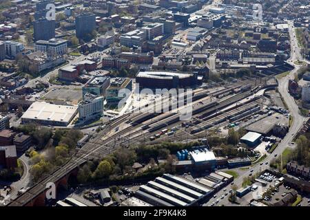 aerial view of Stockport train station, Greater Manchester Stock Photo