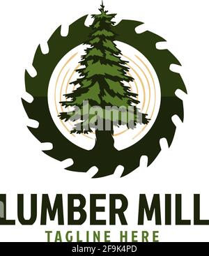 Logo Deisgn Vector Lumber Mill Stock Vector