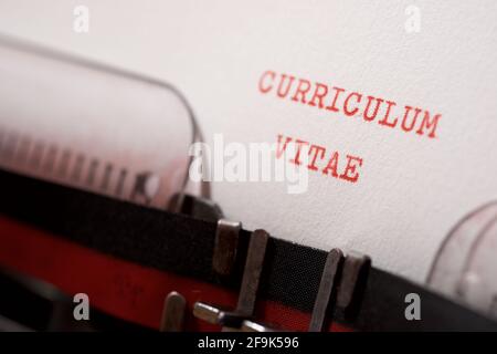 Curriculum vitae phrase written with a typewriter. Stock Photo