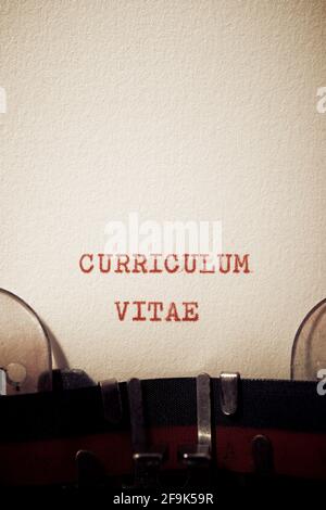 Curriculum vitae phrase written with a typewriter Stock Photo - Alamy