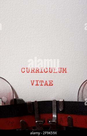 Curriculum vitae phrase written with a typewriter. Stock Photo