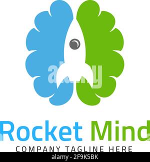 Logo Deisgn Vector Rocket Mind Stock Vector