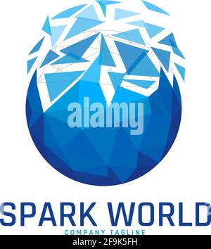 Logo Deisgn Vector Spark World Stock Vector