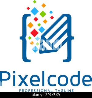 Logo Deisgn Vector Pixel code Stock Vector