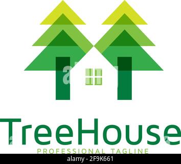 Logo Deisgn Vector Tree House Stock Vector