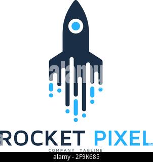Logo Deisgn Vector Rocket Pixel Stock Vector