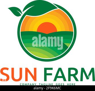 Logo Deisgn Vector Sun Farm Stock Vector