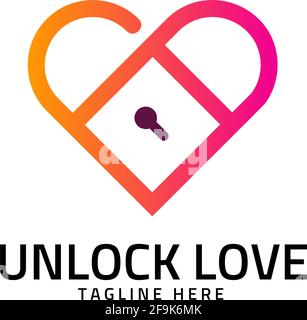 Logo Deisgn Vector Unlock Love Stock Vector