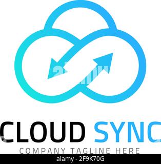 Logo Deisgn Vector Cloud Sync Stock Vector