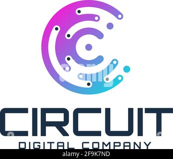 Logo Deisgn Vector Circuit Stock Vector