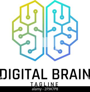 Logo Deisgn Vector Digital Brain Stock Vector