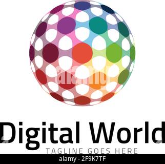 Logo Deisgn Vector Digital World Stock Vector