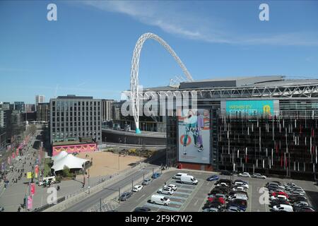 VIEW OF WEMBLEY STADIUM ARCH, WEMBLEY PARK BOULEVARD, CHELSEA FC V MANCHESTER CITY FC, 2021 Stock Photo