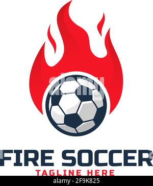 Logo Deisgn Vector Fire Soccer Stock Vector