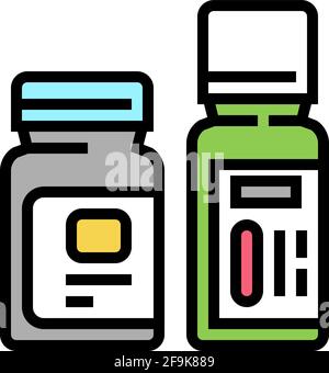 bottles with homeopathy medical drug color icon vector illustration Stock Vector