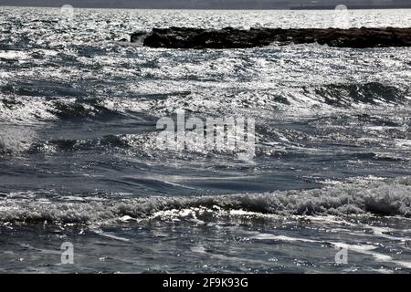 rough sea on stormy day Stock Photo