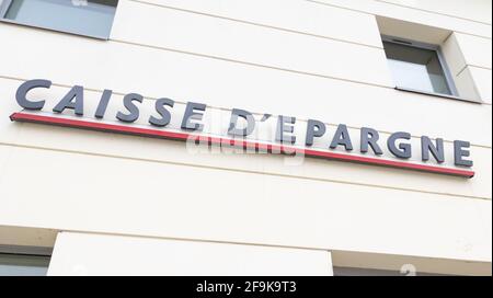 Bordeaux , Aquitaine  France - 01 24 2021 : Caisse d'epargne sign brand and text logo front of office Bank agency building facade Stock Photo