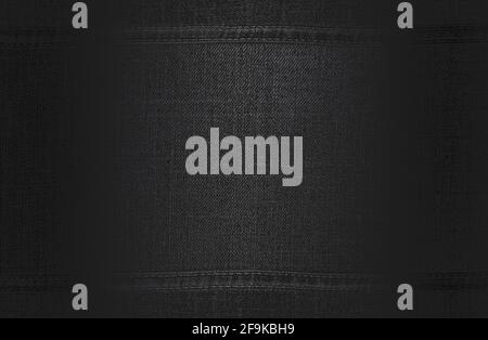Luxury black metal gradient background with distressed fabric, jeans pocket, textile texture. Vector illustration Stock Vector