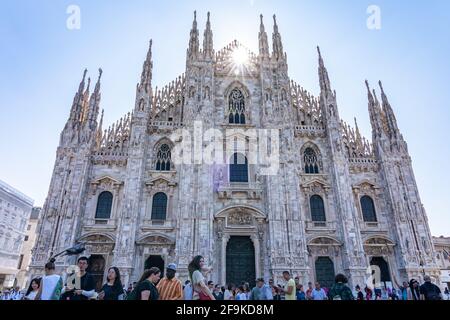 MILAN, ITALY - JUNE 23, 2019: Milan Cathedral, famous church and tourists attraction Stock Photo