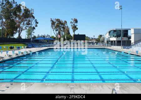 IRVINE, CA - 18 Apr 2021: William Woollett Aquatics Center. A venue for