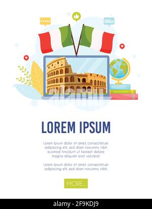 Learn about Italy concept. Vector illustration. Stock Vector