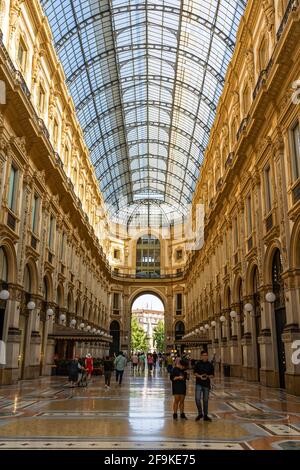 MILAN, ITALY - JUNE 23, 2019: Inside the shopping mall Galleria Vittorio Emanuele II  Stock Photo