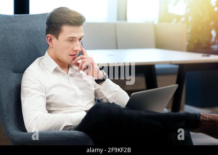 Businessman working in the office. Mmanager focused on work Stock Photo