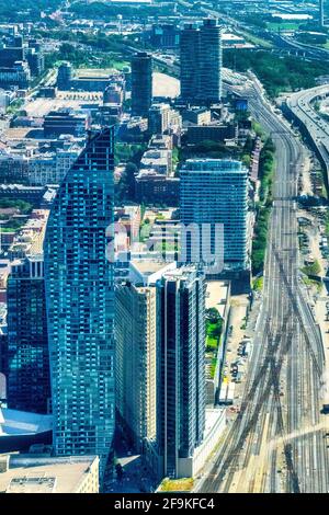 Toronto downtown district, aerial view, Canada Stock Photo