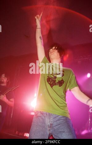 Funeral For a Friend playing at the Kerrang Weekender 12th April 2003, Camber Sands, Rye, West Sussex, England, United Kingdom. Stock Photo