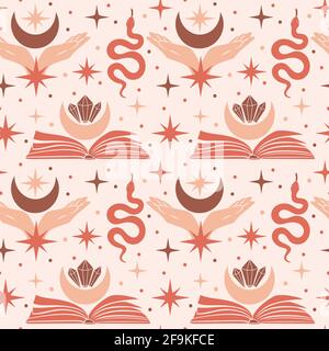 Beautiful set of mystic details in a flat style. Stock Vector