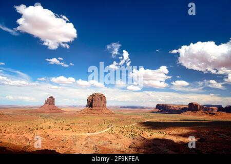 Monument Valley. Navajo Nation. East Mitten Butte. Merrick Butte Mitten Butte. Merrick Butte, Elephant Butte Stock Photo