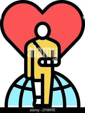invalid patient refugee world help color icon vector illustration Stock Vector