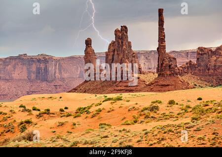 Monument Valley. Navajo Nation. Thunderstorm on the Butte Stock Photo