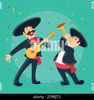 Mexican mariachi cartoon. Cinco de mayo - Vector Stock Vector