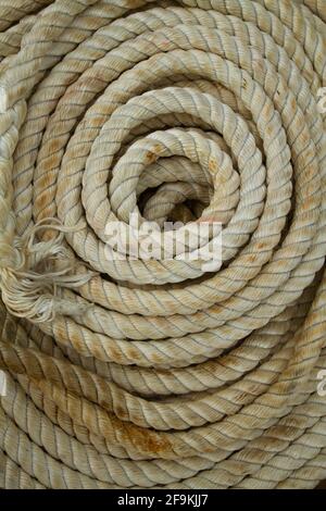 A roll marine mooring ropes close-up picture Stock Photo